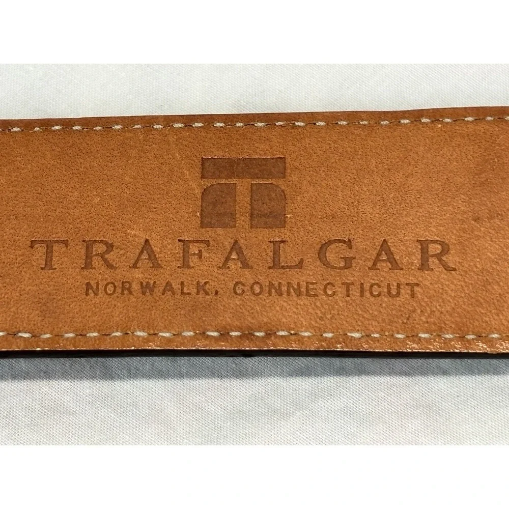 Trafalgar Easton Men's Dark Brown Hand Polished Cortina Leather Belt 42 Made USA